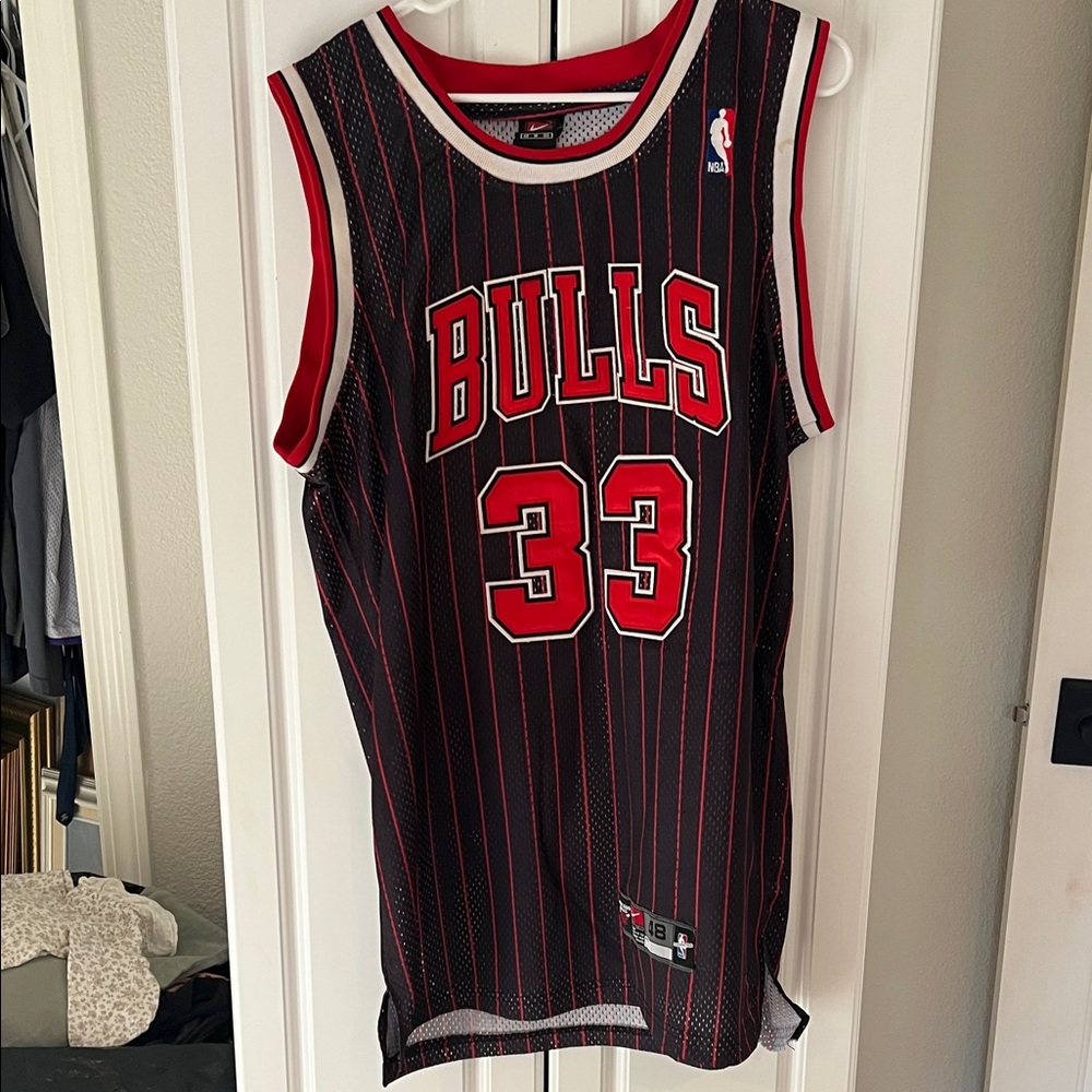 Nike SCOTTIE PIPPEN Pinstripe Bulls Team Jersey